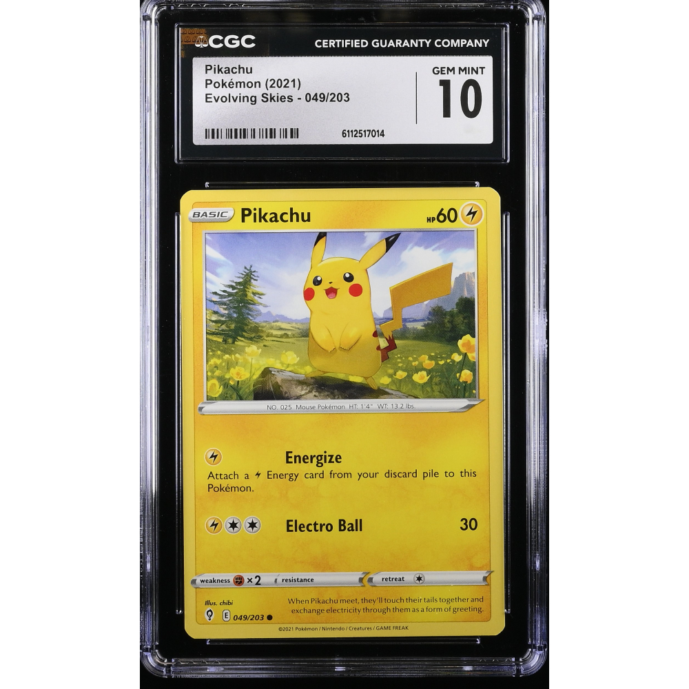 Pikachu 2021 Pokemon Evolving Skies #049/203 (CGC 10) at PristineAuction.com