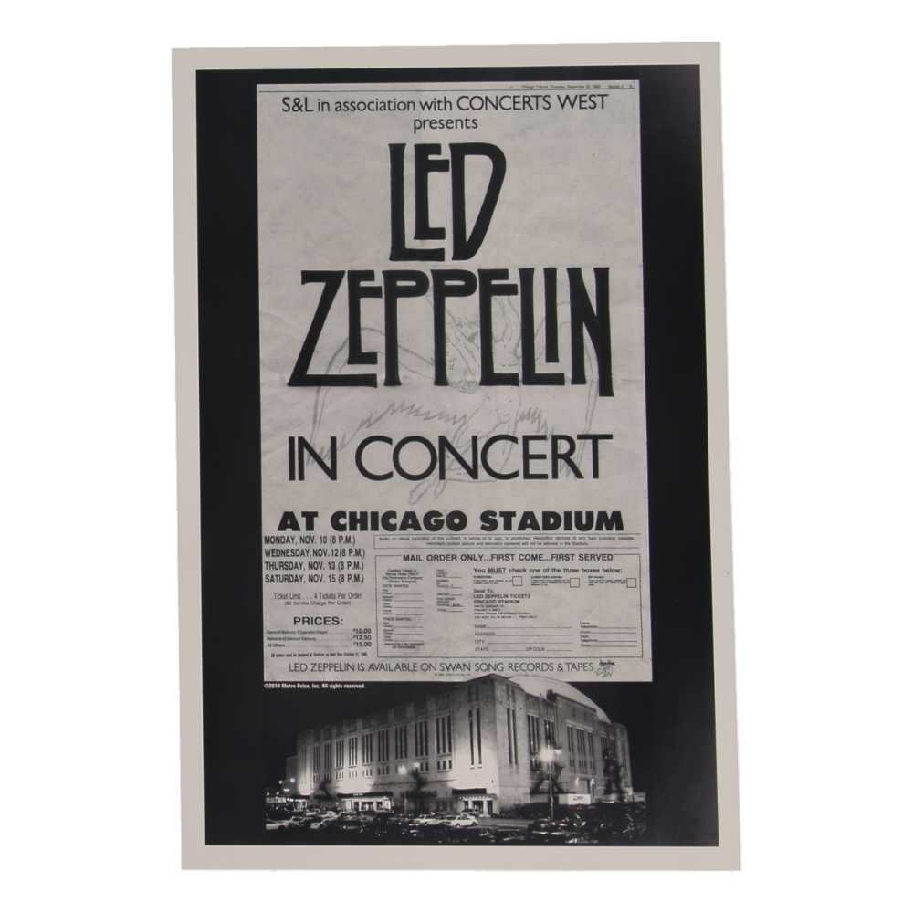 Led Zeppelin 1980 Chicago Stadium Concert 12x18 Poster at PristineAuction.com