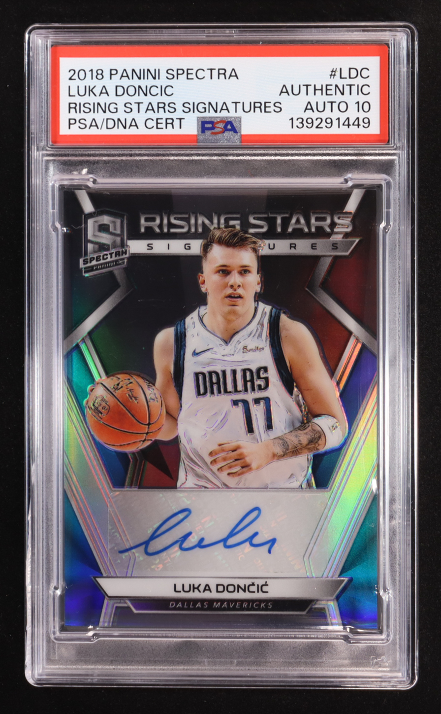 Luka Doncic 2018-19 Panini Spectra Rising Stars Signatures #17 #09/75 RC (PSA Authentic | Autograph Graded 10) at PristineAuction.com Luka Doncic 2018-19 Panini Spectra Rising Stars Signatures #17 #09/75 RC (PSA Authentic | Autograph Graded 10) at PristineAuction.com