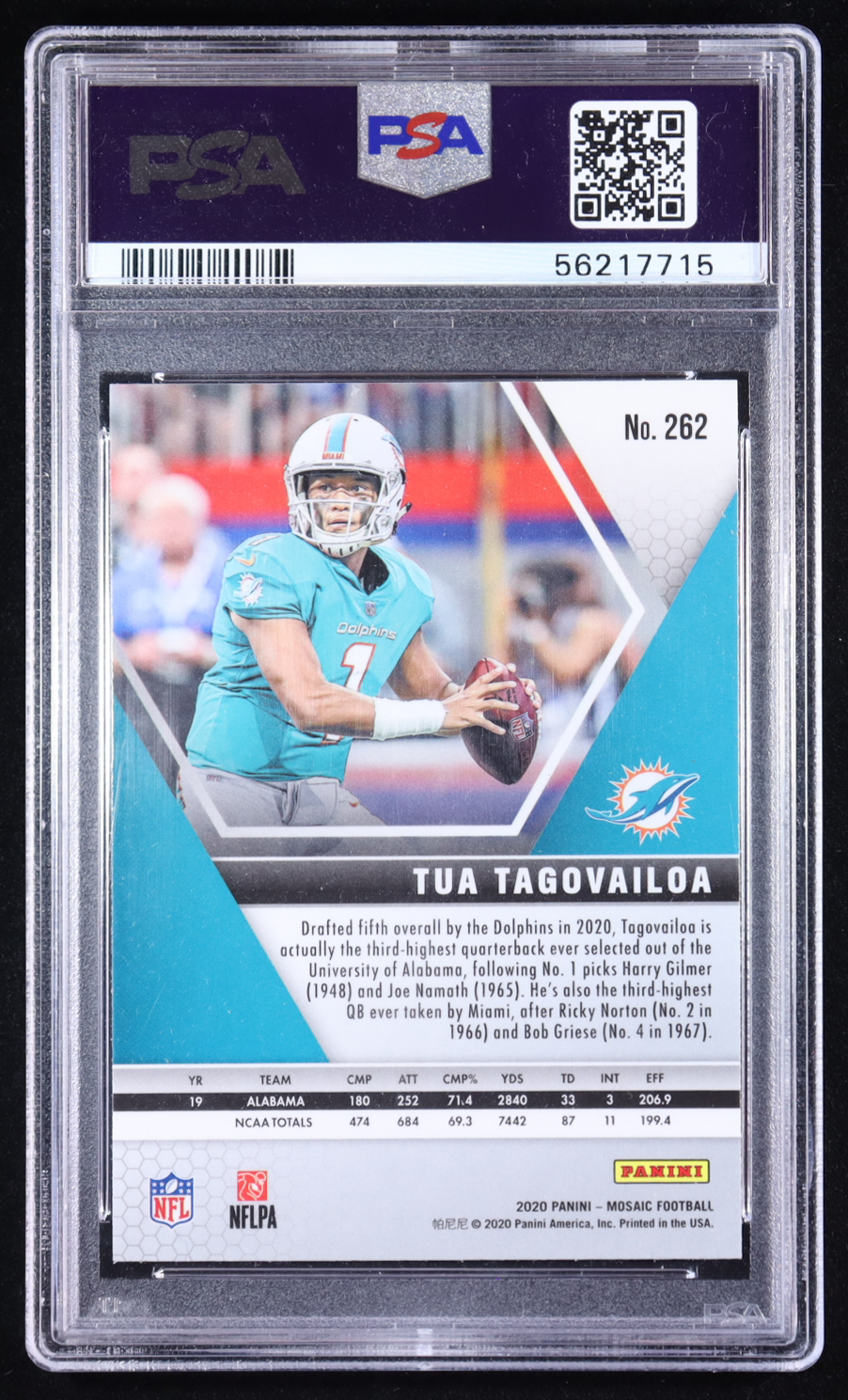 Tua Tagovailoa 2020 Panini Mosaic Debut #262 RC (PSA 10) at PristineAuction.com Tua Tagovailoa 2020 Panini Mosaic Debut #262 RC (PSA 10) at PristineAuction.com