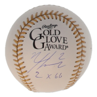 Nico Hoerner Signed Gold Glove Award Logo Baseball Inscribed "2x GG" (Wilder) at PristineAuction.com