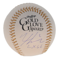 Nico Hoerner Signed Gold Glove Award Logo Baseball Inscribed "2x GG" (Wilder) at PristineAuction.com