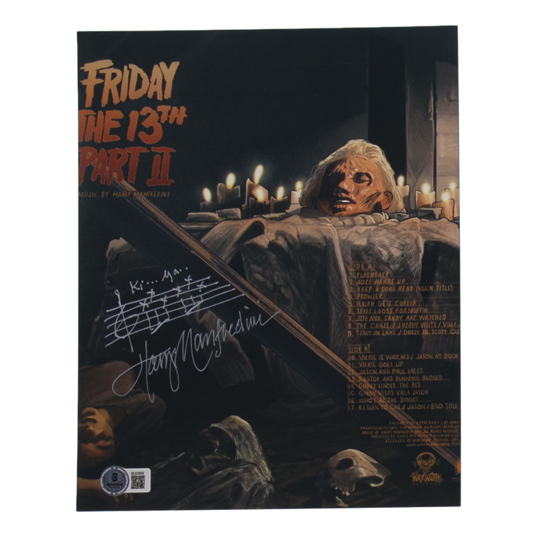 Harry Manfredini Signed "Friday the 13th Part II" 8x10 Photo with Hand-Sketched Musical Notation (Beckett) at PristineAuction.com Harry Manfredini Signed "Friday the 13th Part II" 8x10 Photo with Hand-Sketched Musical Notation (Beckett) at PristineAuction.com