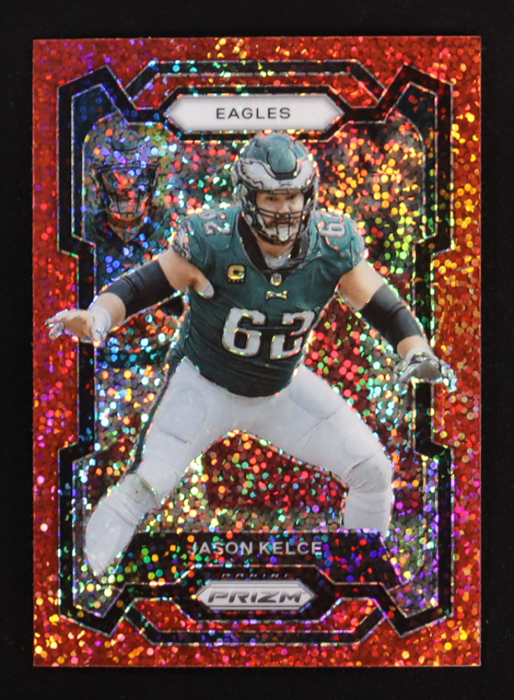 Jason Kelce 2023 Panini Prizm Prizms Red Sparkle #245
