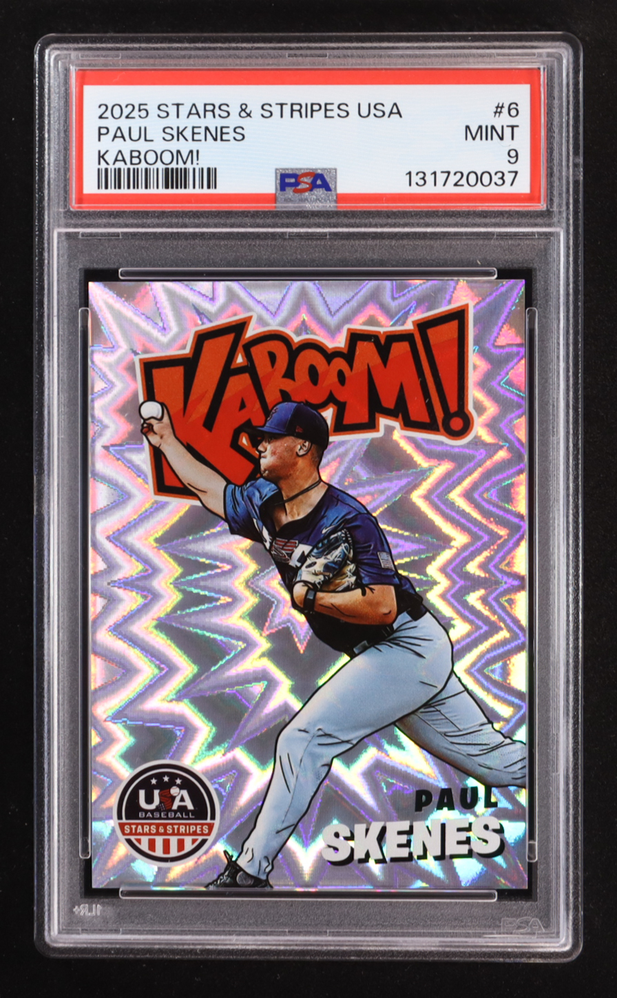Paul Skenes 2025 USA Baseball Stars and Stripes Kaboom! #6 (PSA 9) at PristineAuction.com Paul Skenes 2025 USA Baseball Stars and Stripes Kaboom! #6 (PSA 9) at PristineAuction.com