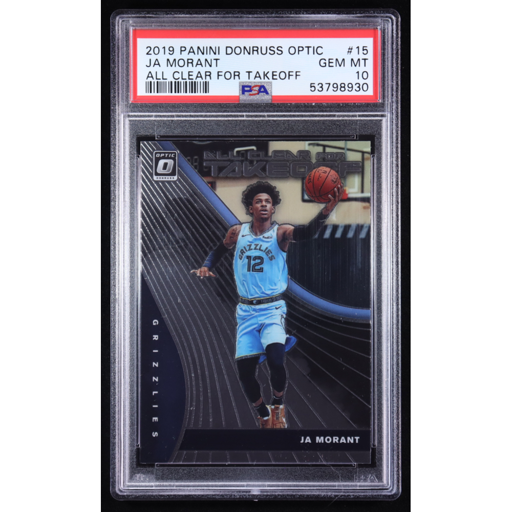 Ja Morant 2019-20 Donruss Optic All Clear for Takeoff #15 RC (PSA 10) at PristineAuction.com