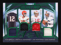 Tom Brady / Patrick Mahomes / Joe Montana / Dan Marino 2025 Leaf Trinity Quatro Memorabilia Blue #Q2 #8/10 at PristineAuction.com