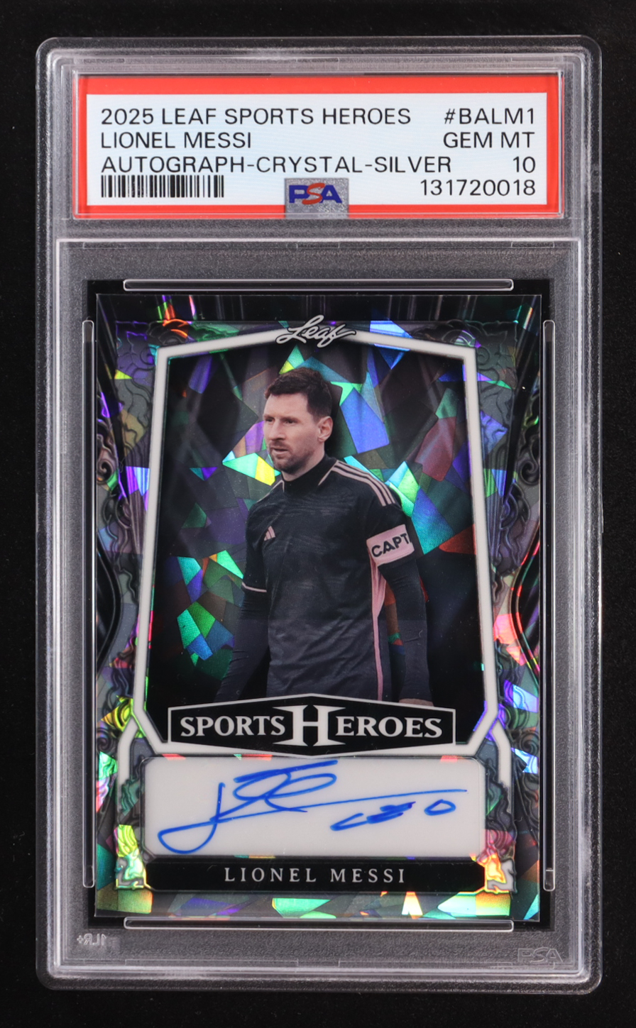 Lionel Messi 2025 Leaf Sports Heroes Autographs Crystal Silver #BALM1 #05/15 (PSA 10) at PristineAuction.com Lionel Messi 2025 Leaf Sports Heroes Autographs Crystal Silver #BALM1 #05/15 (PSA 10) at PristineAuction.com