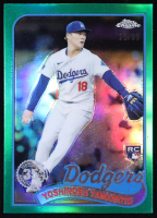 Yoshinobu Yamamoto 2024 Topps Chrome Update '89 Topps Green Refractors #89CU5 #25/99 RC at PristineAuction.com