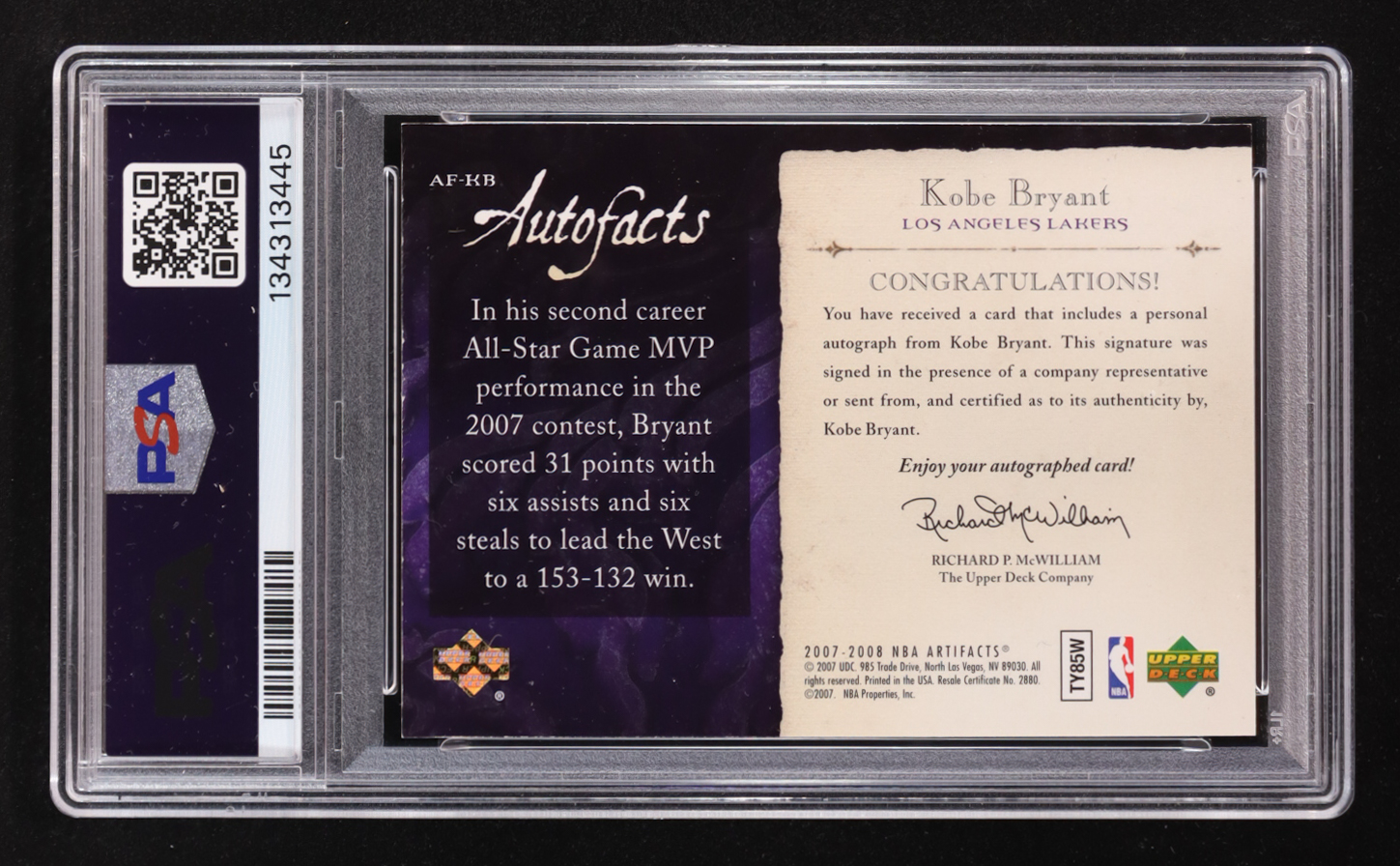 Kobe Bryant 2007-08 Artifacts Autofacts Autographs #AFKB (PSA Authentic | Autograph Graded 10) at PristineAuction.com Kobe Bryant 2007-08 Artifacts Autofacts Autographs #AFKB (PSA Authentic | Autograph Graded 10) at PristineAuction.com