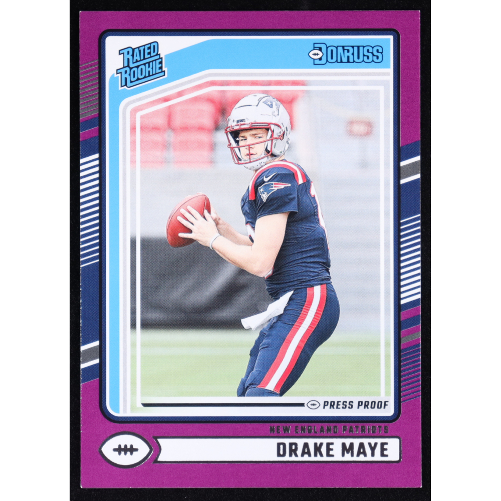 Drake Maye 2024 Panini Donruss Press Proof Purple RR #379 RC at PristineAuction.com