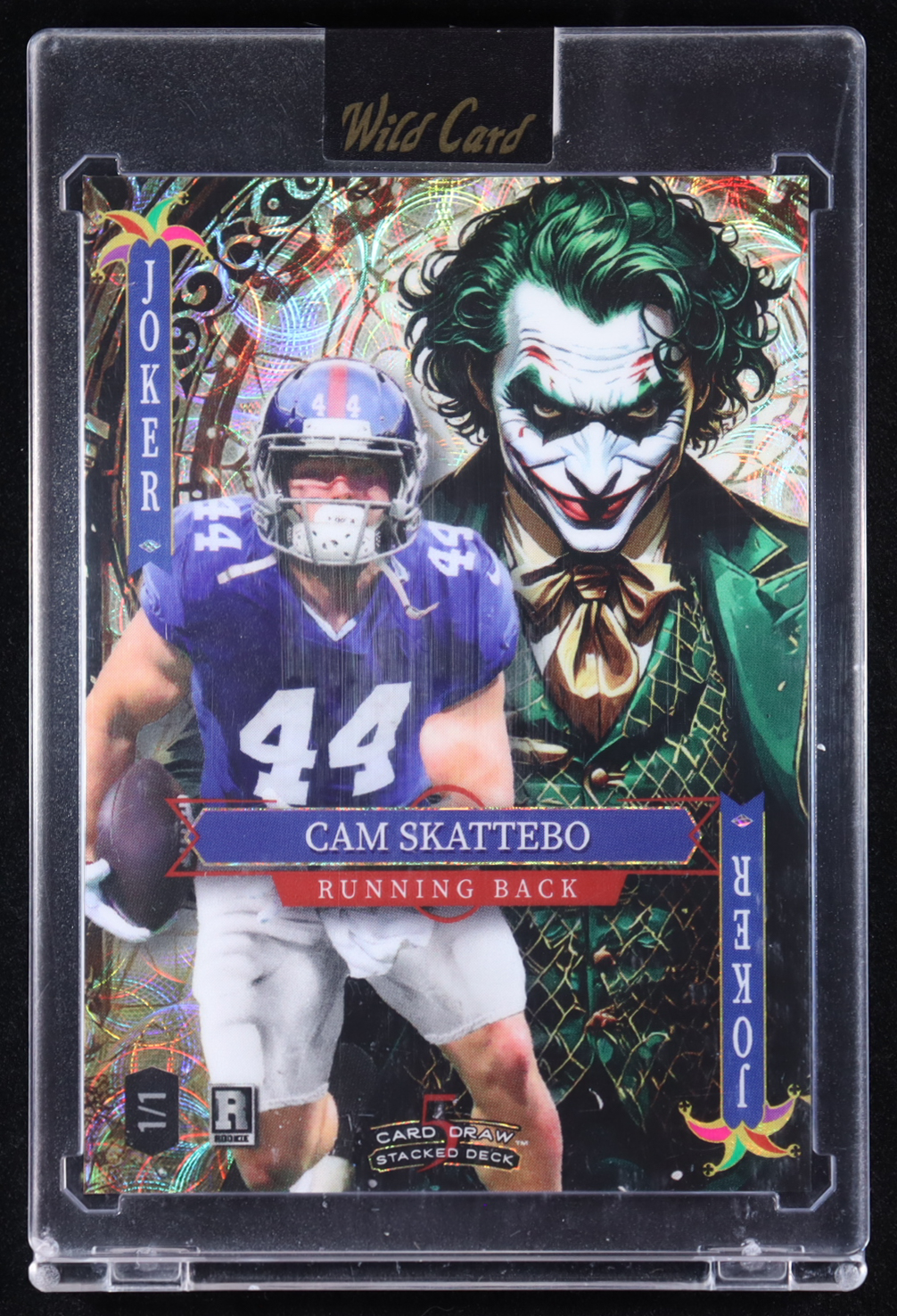 Cam Skattebo 2025 Wild Card 5 Card Draw Stacked Deck Joker #CSNg09 #1/1 RC at PristineAuction.com Cam Skattebo 2025 Wild Card 5 Card Draw Stacked Deck Joker #CSNg09 #1/1 RC at PristineAuction.com