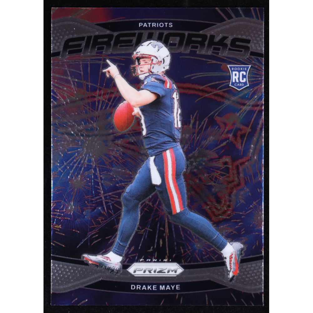 Drake Maye 2024 Panini Prizm Fireworks #22 RC at PristineAuction.com