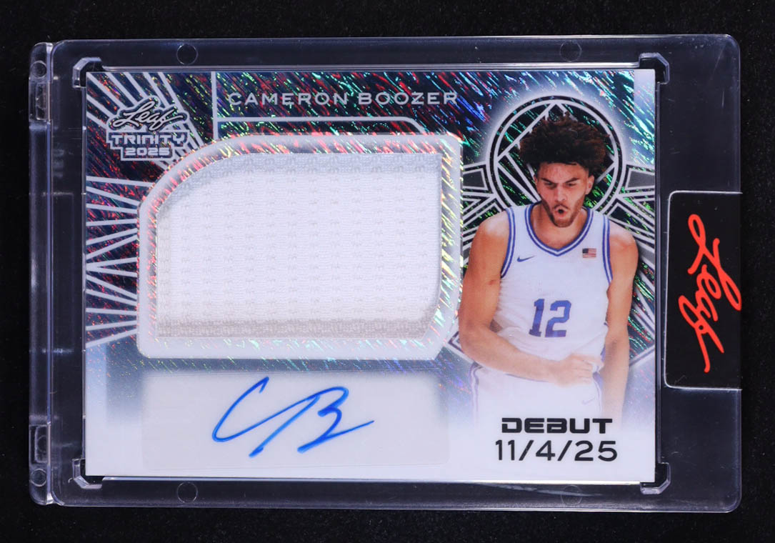 Cameron Boozer 2025 Leaf Trinity Debut Autograph Memorabilia Shimmer Blue #DAMCB1 RC #15/15 at PristineAuction.com Cameron Boozer 2025 Leaf Trinity Debut Autograph Memorabilia Shimmer Blue #DAMCB1 RC #15/15 at PristineAuction.com