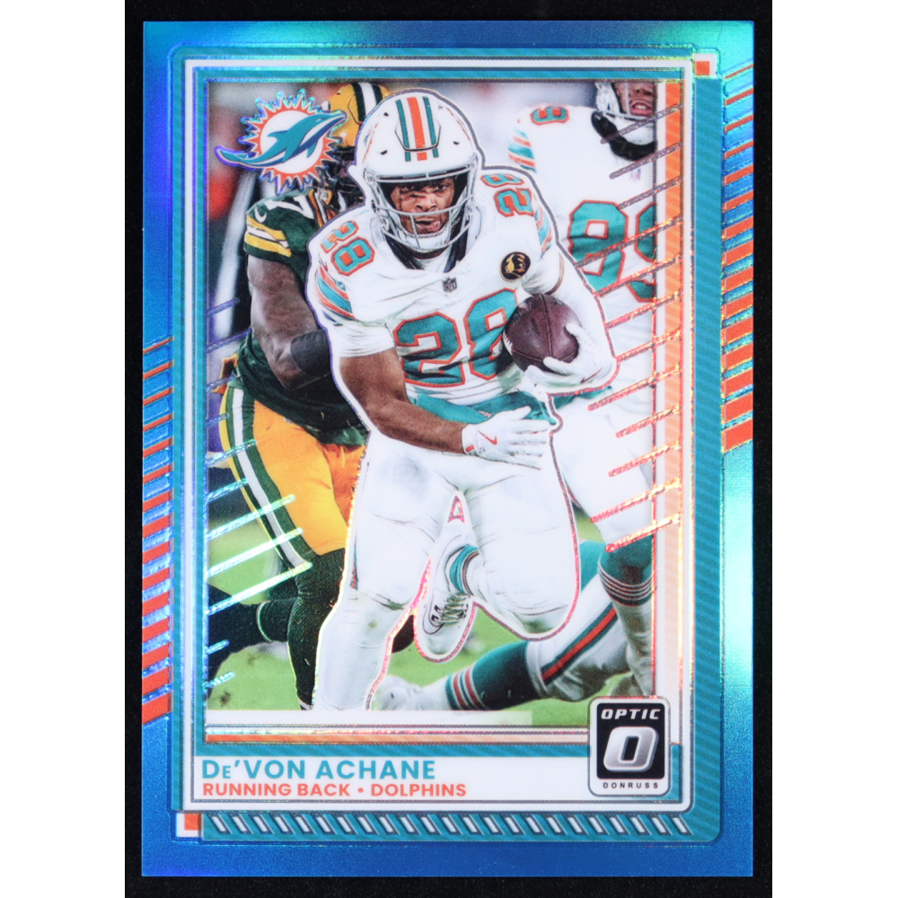 Devon Achane 2025 Panini Donruss Optic Aqua #86 #179/349 at PristineAuction.com