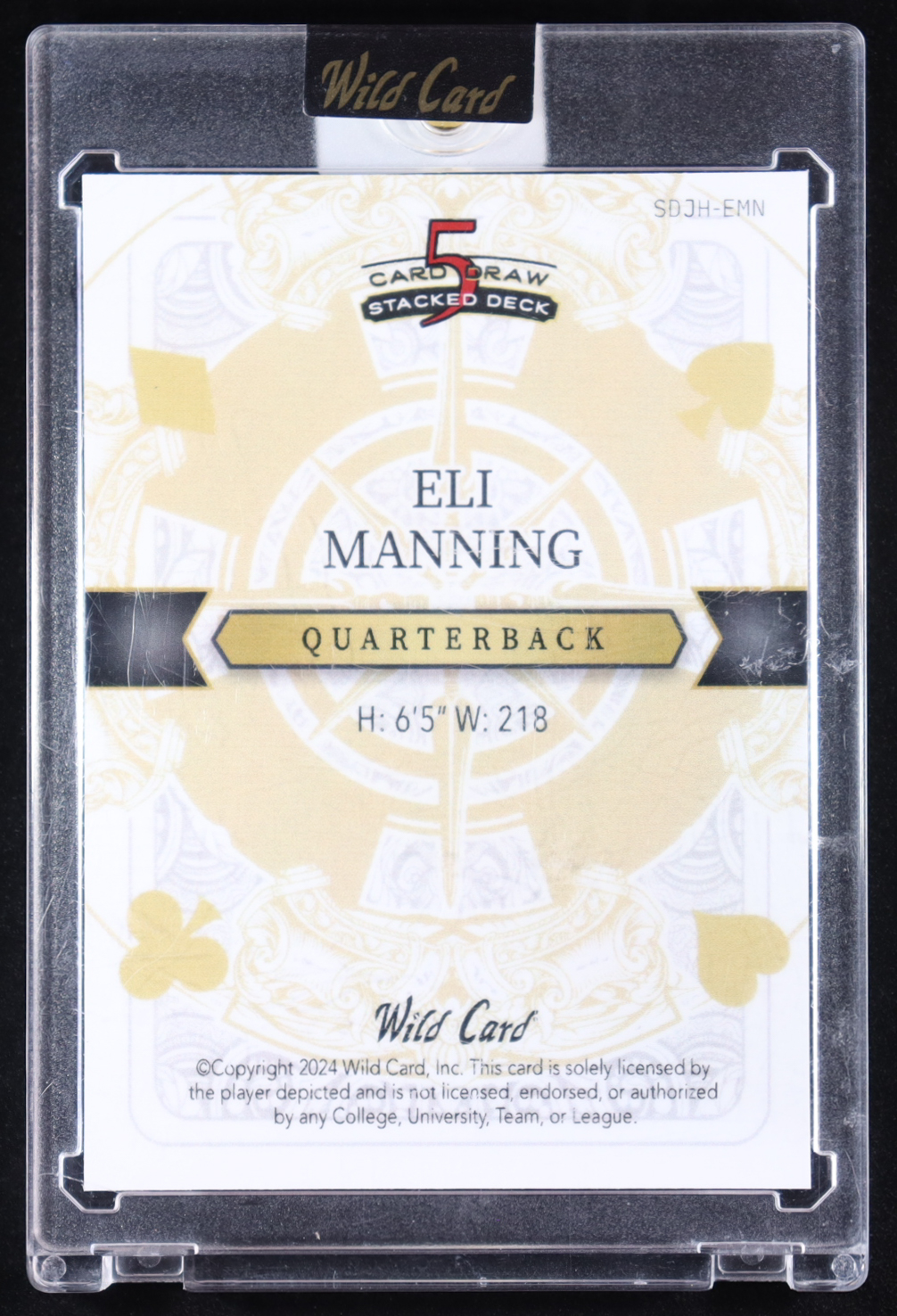Eli Manning 2024 Wild Card 5 Card Draw Stacked Deck Queen Black Gold #EMN #1/1 at PristineAuction.com Eli Manning 2024 Wild Card 5 Card Draw Stacked Deck Queen Black Gold #EMN #1/1 at PristineAuction.com