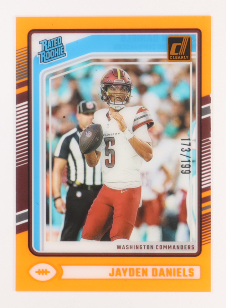 Jayden Daniels 2024 Clearly Donruss Orange #52 RR RC #173/199