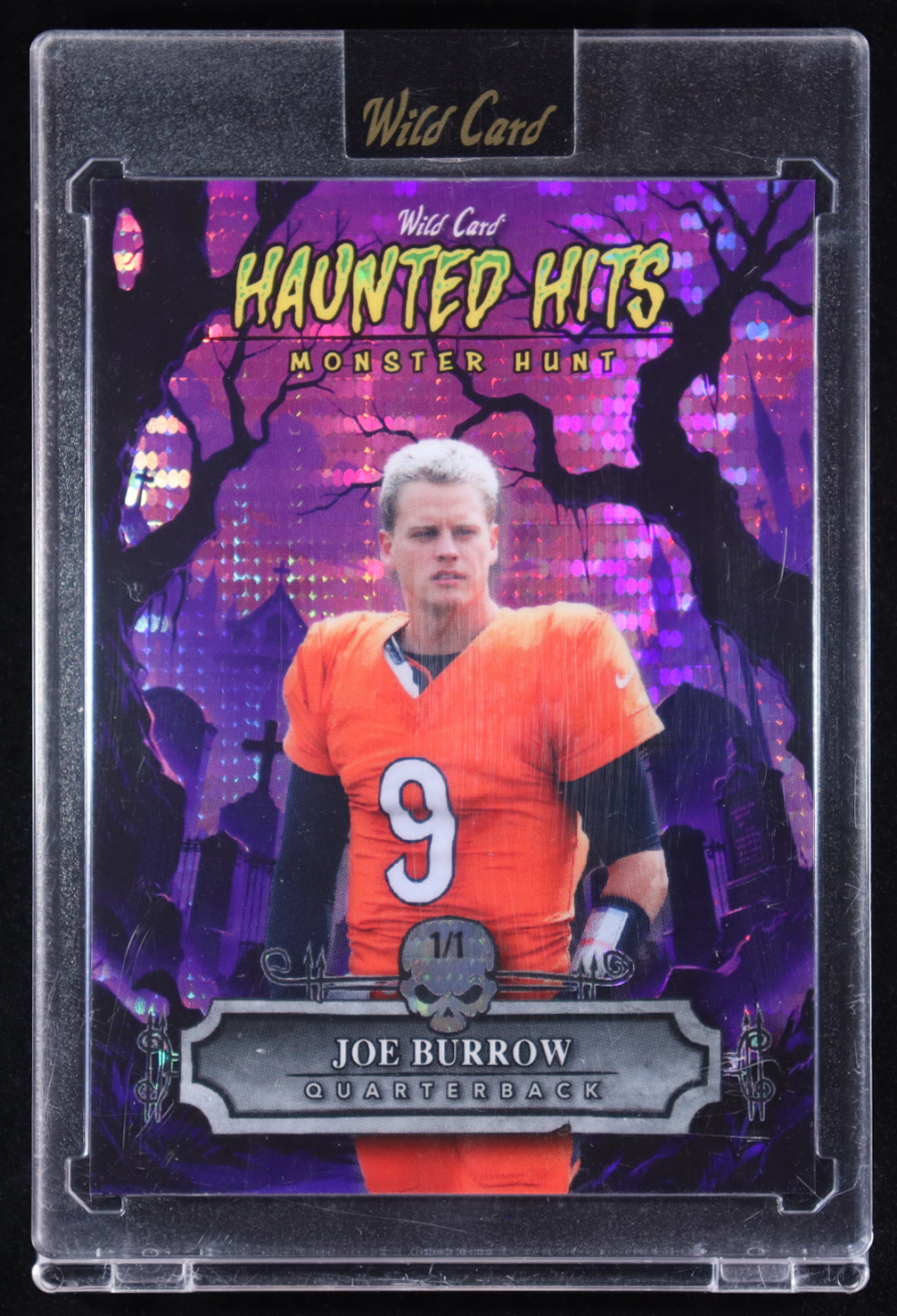 Joe Burrow 2025 Wild Card Haunted Hits Monster Hunt Purple Pulsar #JB #1/1 at PristineAuction.com Joe Burrow 2025 Wild Card Haunted Hits Monster Hunt Purple Pulsar #JB #1/1 at PristineAuction.com