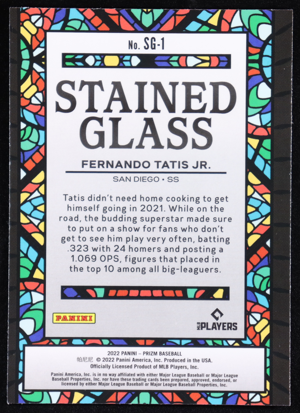 Fernando Tatis Jr. 2022 Panini Prizm Stained Glass #1 at PristineAuction.com Fernando Tatis Jr. 2022 Panini Prizm Stained Glass #1 at PristineAuction.com