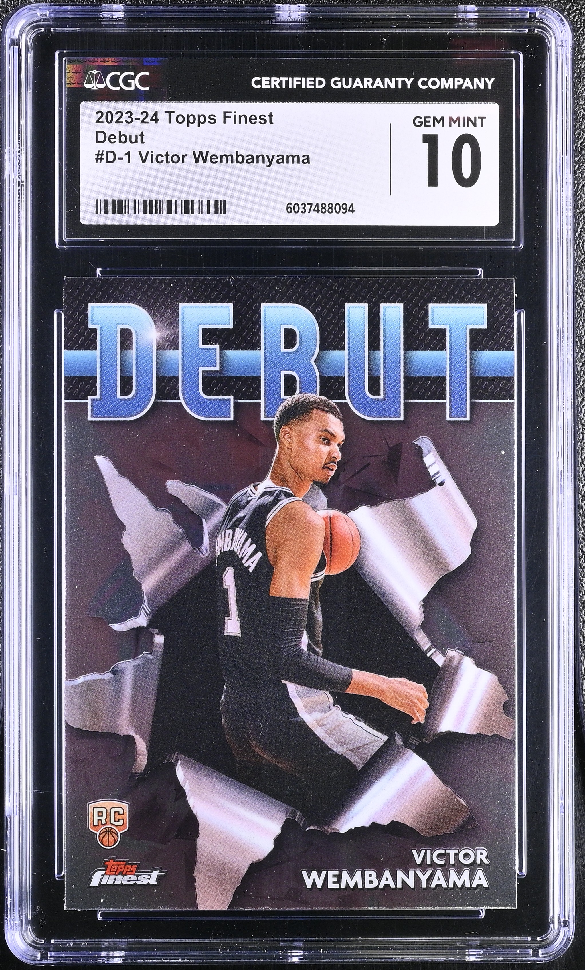 Victor Wembanyama 2023-24 Topps Finest Debut #D-1 RC (CGC 10) at PristineAuction.com Victor Wembanyama 2023-24 Topps Finest Debut #D-1 RC (CGC 10) at PristineAuction.com