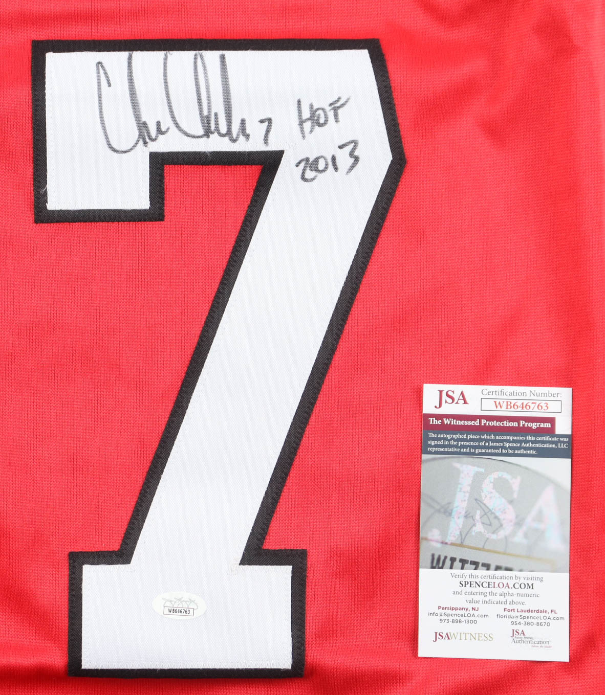 Chris Chelios Signed Jersey Inscribed "HOF 2013" (JSA) at PristineAuction.com Chris Chelios Signed Jersey Inscribed "HOF 2013" (JSA) at PristineAuction.com