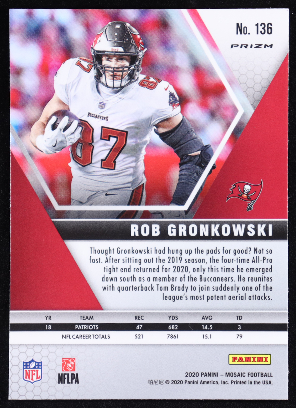 Rob Gronkowski 2020 Panini Mosaic Mosaic Reactive Green #136 at PristineAuction.com Rob Gronkowski 2020 Panini Mosaic Mosaic Reactive Green #136 at PristineAuction.com