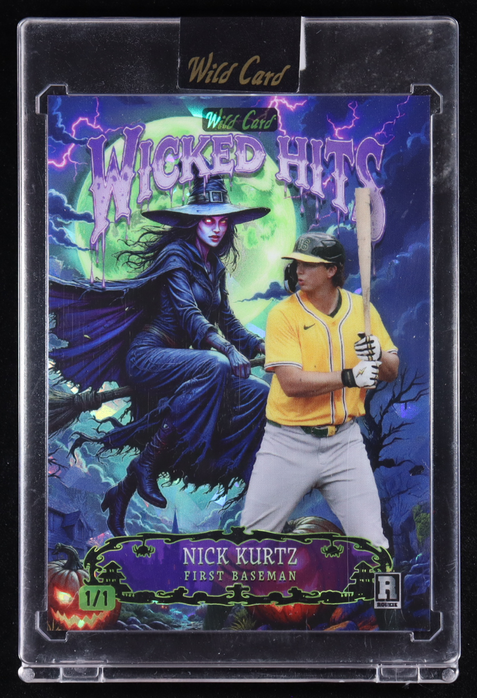Nick Kurtz 2025 Wild Card Wicked Hits Witch Crystal #C4HBWH-NK #1/1 RC at PristineAuction.com Nick Kurtz 2025 Wild Card Wicked Hits Witch Crystal #C4HBWH-NK #1/1 RC at PristineAuction.com