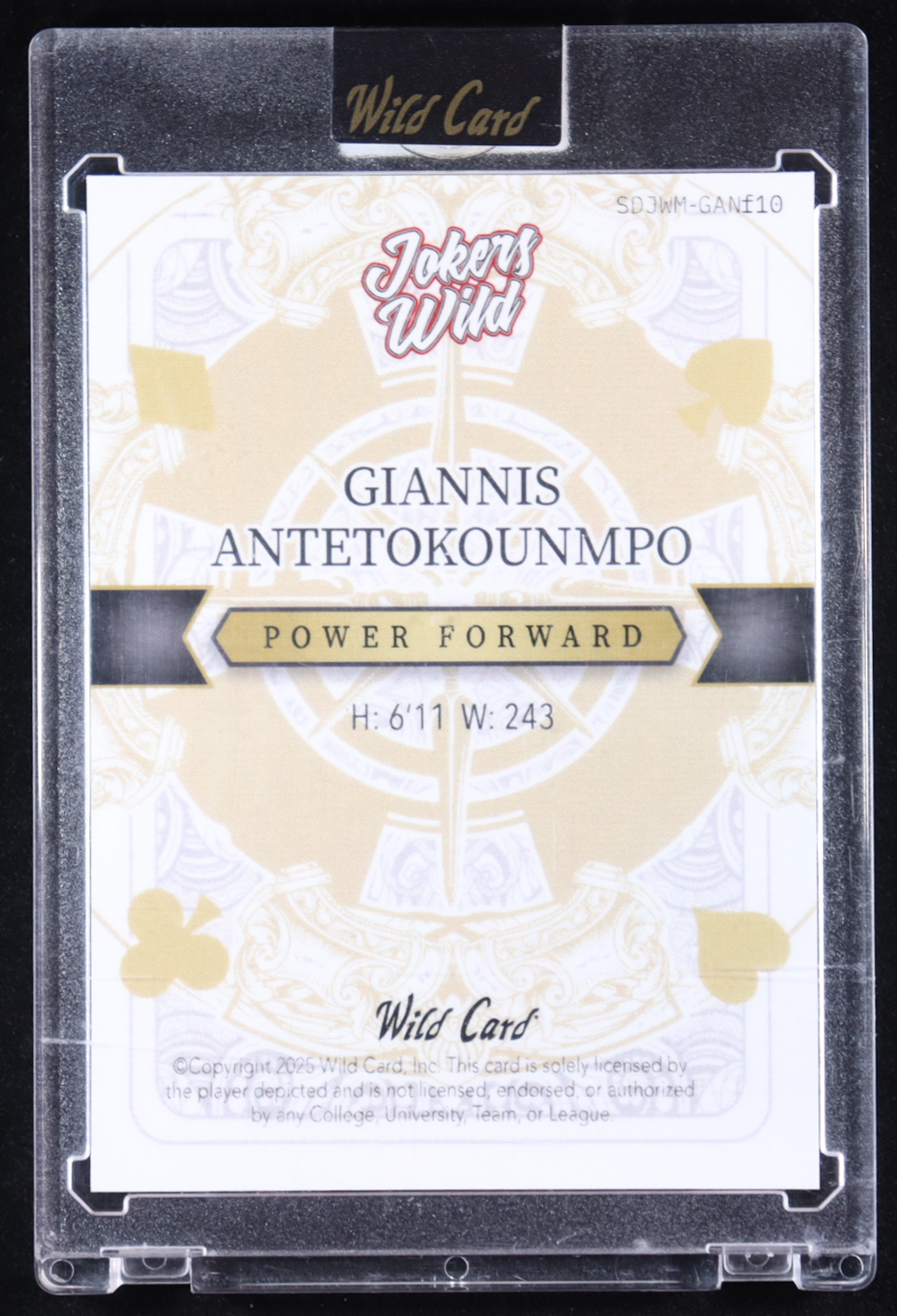 Giannis Antetokounmpo 2025 Wild Card Jokers Wild Multi-Sport Joker #GANf10 #1/1 at PristineAuction.com Giannis Antetokounmpo 2025 Wild Card Jokers Wild Multi-Sport Joker #GANf10 #1/1 at PristineAuction.com