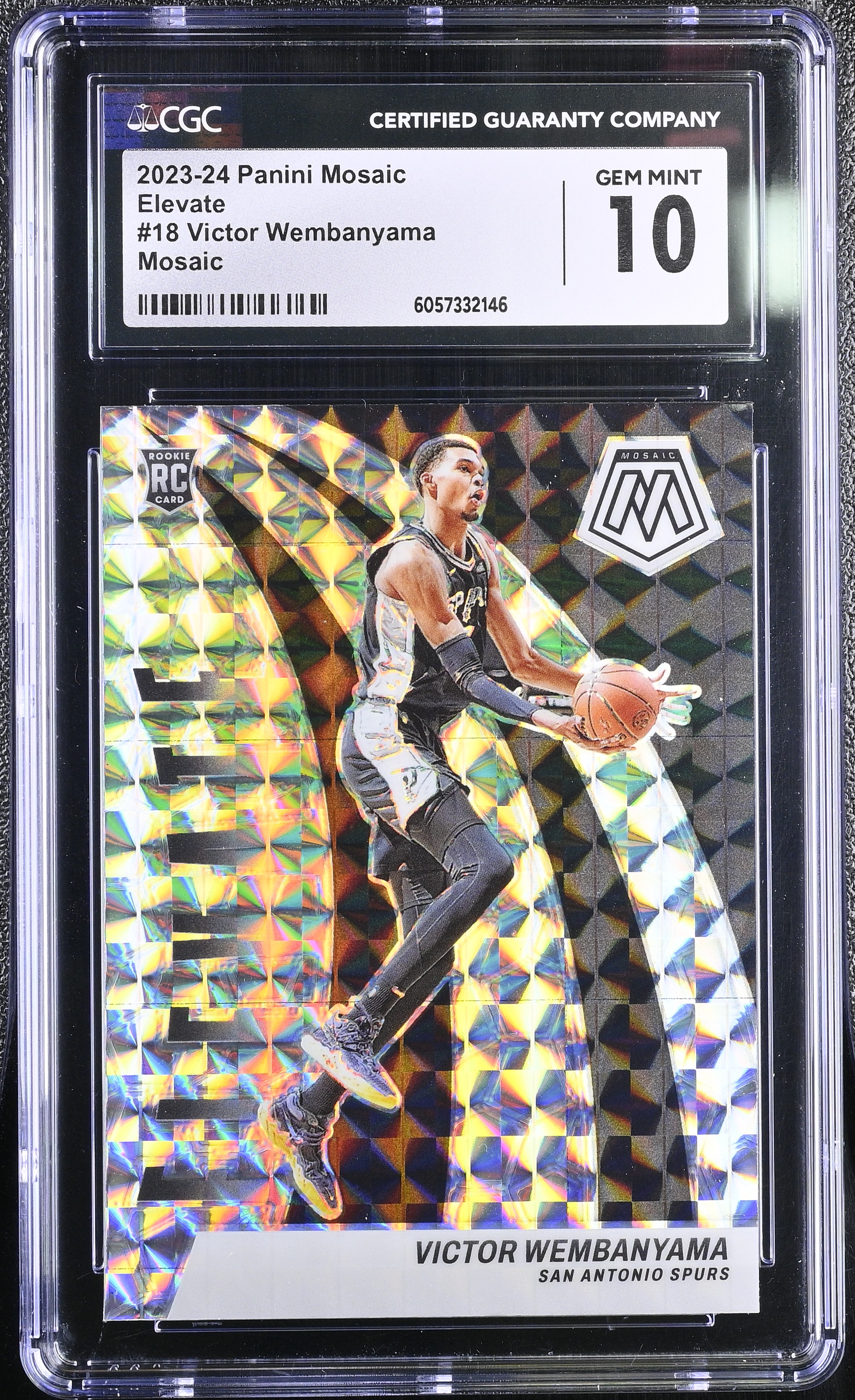 Victor Wembanyama 2023-24 Panini Mosaic Elevate Mosaic #18 RC (CGC 10) at PristineAuction.com Victor Wembanyama 2023-24 Panini Mosaic Elevate Mosaic #18 RC (CGC 10) at PristineAuction.com