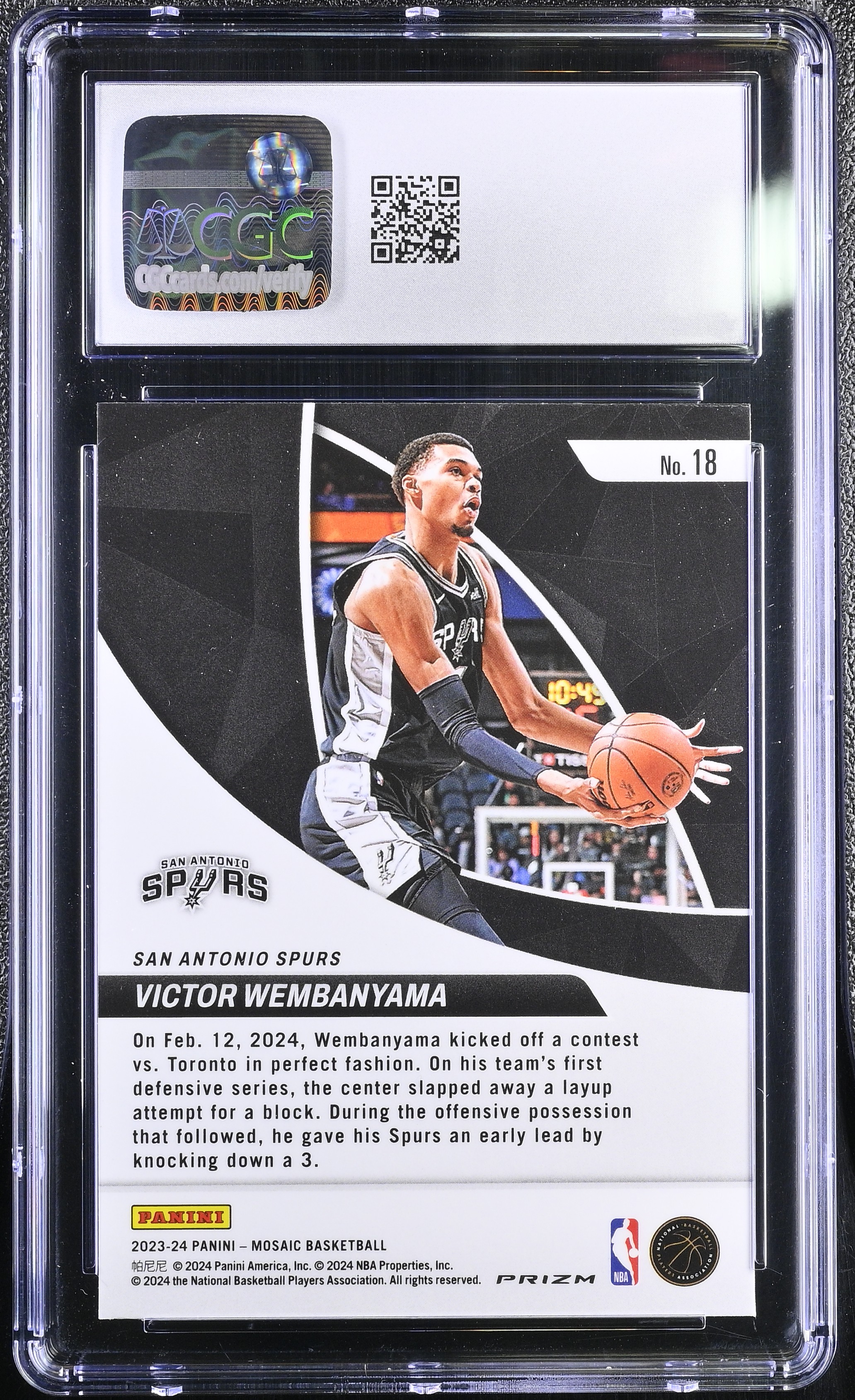 Victor Wembanyama 2023-24 Panini Mosaic Elevate Mosaic #18 RC (CGC 10) at PristineAuction.com Victor Wembanyama 2023-24 Panini Mosaic Elevate Mosaic #18 RC (CGC 10) at PristineAuction.com