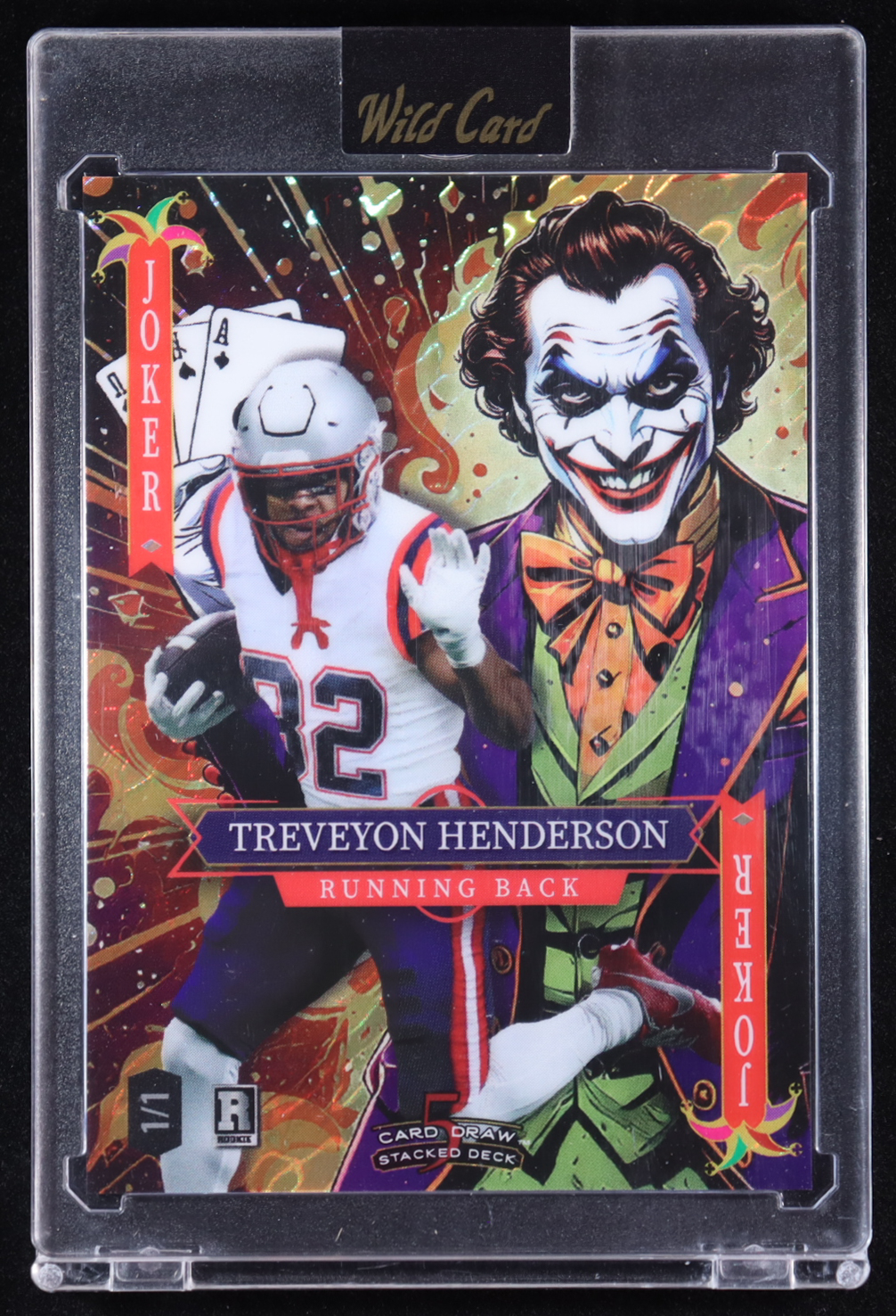 TreVeyon Henderson 2025 Wild Card 5 Card Draw Stacked Deck Joker #THNo01 #1/1 RC at PristineAuction.com TreVeyon Henderson 2025 Wild Card 5 Card Draw Stacked Deck Joker #THNo01 #1/1 RC at PristineAuction.com