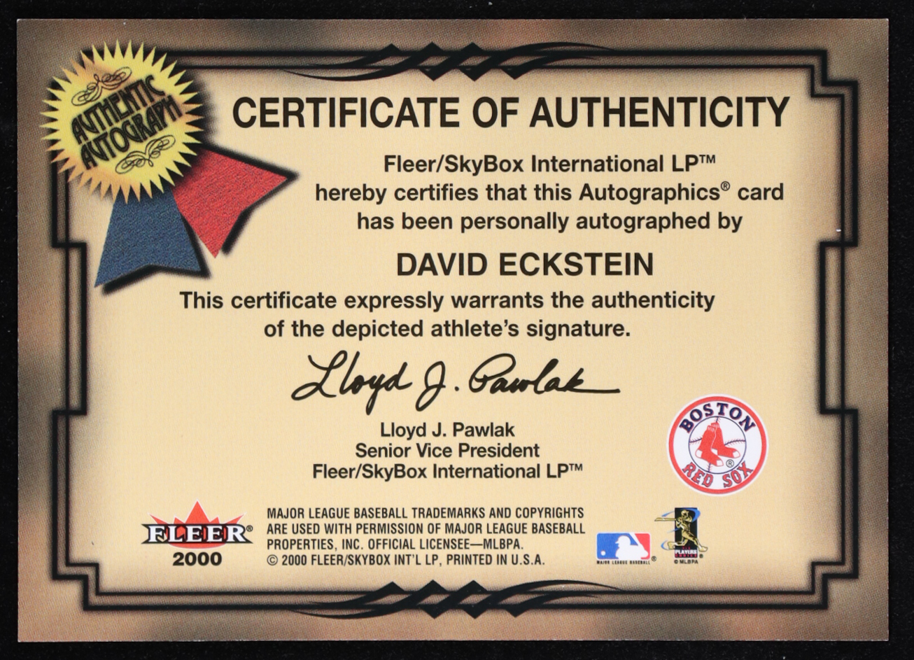 David Eckstein 2001 Fleer Autographics #30 RC at PristineAuction.com David Eckstein 2001 Fleer Autographics #30 RC at PristineAuction.com