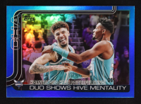 LaMelo Ball / Brandon Miller 2025-26 Topps Blue Holo Foil #283 Hornets Duo Have Powerful Sting #069/150 at PristineAuction.com