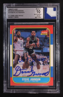 Steve Johnson Signed 1986-87 Fleer #55 RC UER (photo actually David Greenwood) Inscribed "Not Steve!" with Game-Used Patch (BGS | Autograph Graded 10) at PristineAuction.com