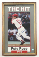 Pete Rose Signed Reds Custom Framed Photo Display (Bob Feller Museum) at PristineAuction.com