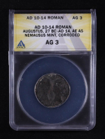Augustus & Agrippa (c.27B.C. - A.D.14) Roman Empire AE As Nemausus Mint Ancient Coin (ANACS AG03, Corroded) at PristineAuction.com