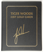 Tiger Woods LE 2001 Upper Deck Collectibles Set of (4) 22KT Gold Cards with Display Folder at PristineAuction.com