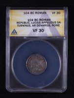 Lucius Appuleius Saturninus Moneyer (104 B.C.) Roman Republic AR Denarius Rome Mint Ancient Coin (ANACS VF30) at PristineAuction.com