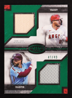 Bryce Harper / Mike Trout 2025 Topps Tier One Dual Player Relics Green Foil #DPRTH #41/49 at PristineAuction.com