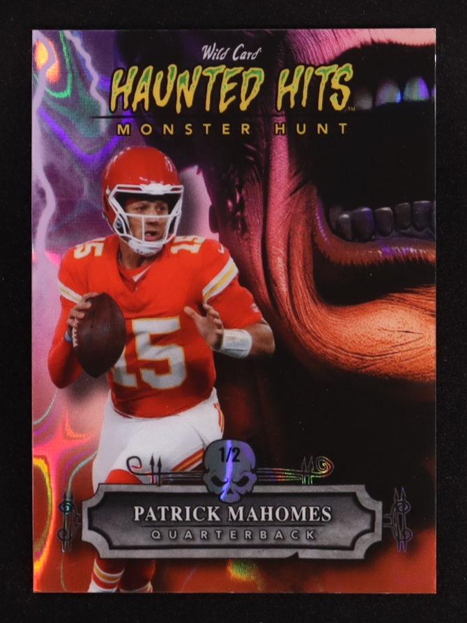 Patrick Mahomes II 2024 Wild Card Haunted Hits Monster Hunt Frankenstein Red Lava #HHF-PM #1/2 at PristineAuction.com Patrick Mahomes II 2024 Wild Card Haunted Hits Monster Hunt Frankenstein Red Lava #HHF-PM #1/2 at PristineAuction.com