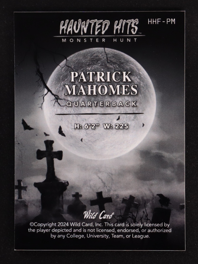 Patrick Mahomes II 2024 Wild Card Haunted Hits Monster Hunt Frankenstein Red Lava #HHF-PM #1/2 at PristineAuction.com Patrick Mahomes II 2024 Wild Card Haunted Hits Monster Hunt Frankenstein Red Lava #HHF-PM #1/2 at PristineAuction.com