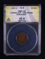 Mint Error 1882 Indian Cent Curved Clip 3.08 Grams (ANACS VG08 Details) at PristineAuction.com