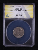 Mint Error 1935 Buffalo Nickel Disk Clip 4.64 Grams (ANACS AU55) at PristineAuction.com