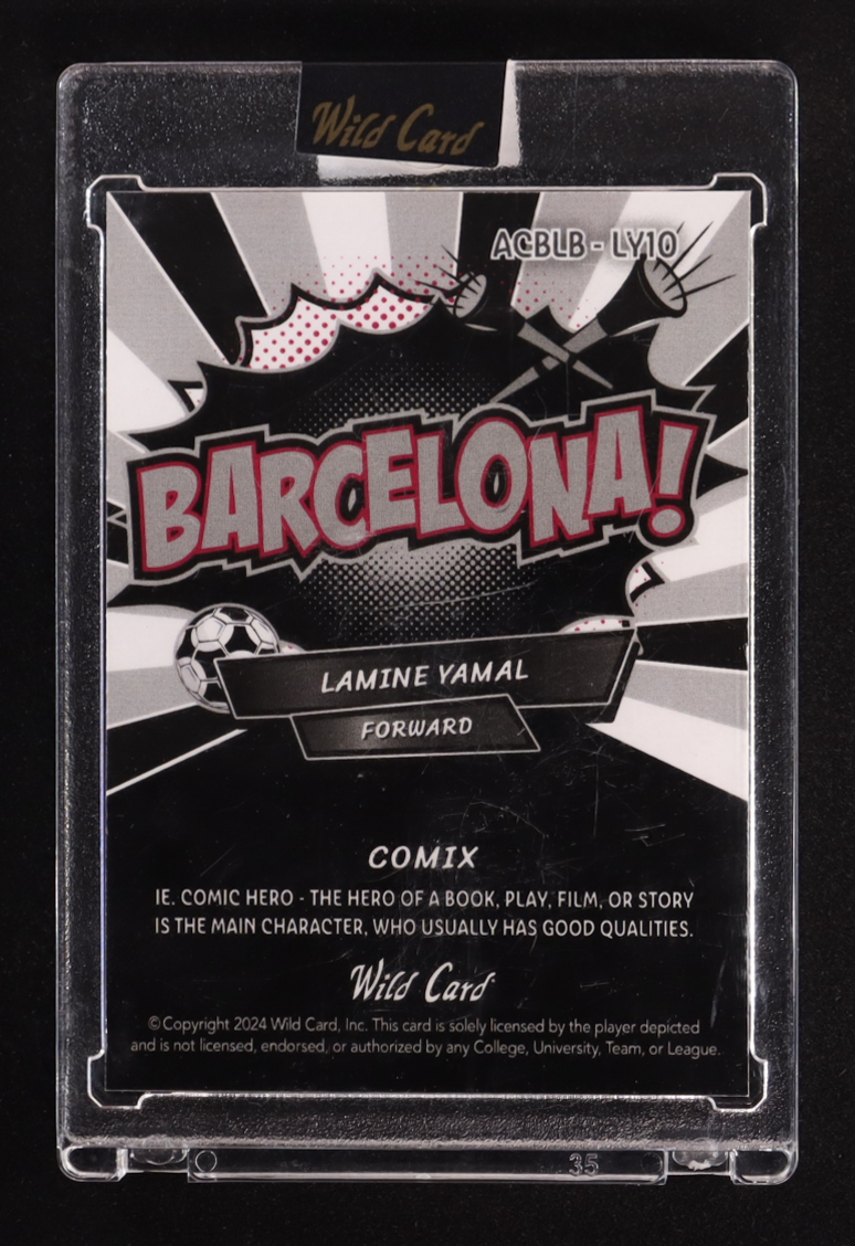 Lamine Yamal 2024 Wild Card Comix BARCELONA! Silver White and Black Mosaic #ACBLB-LY10 #4/4 RC at PristineAuction.com Lamine Yamal 2024 Wild Card Comix BARCELONA! Silver White and Black Mosaic #ACBLB-LY10 #4/4 RC at PristineAuction.com