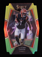 Ja'Marr Chase 2021 Select Prizm Green and Yellow Die Cut #147 RC at PristineAuction.com