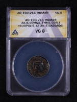 Julia Domna Augusta (A.D. 193-211) Roman Empire AE20 Heliopolis Mint Ancient Coin (ANACS VG08) at PristineAuction.com