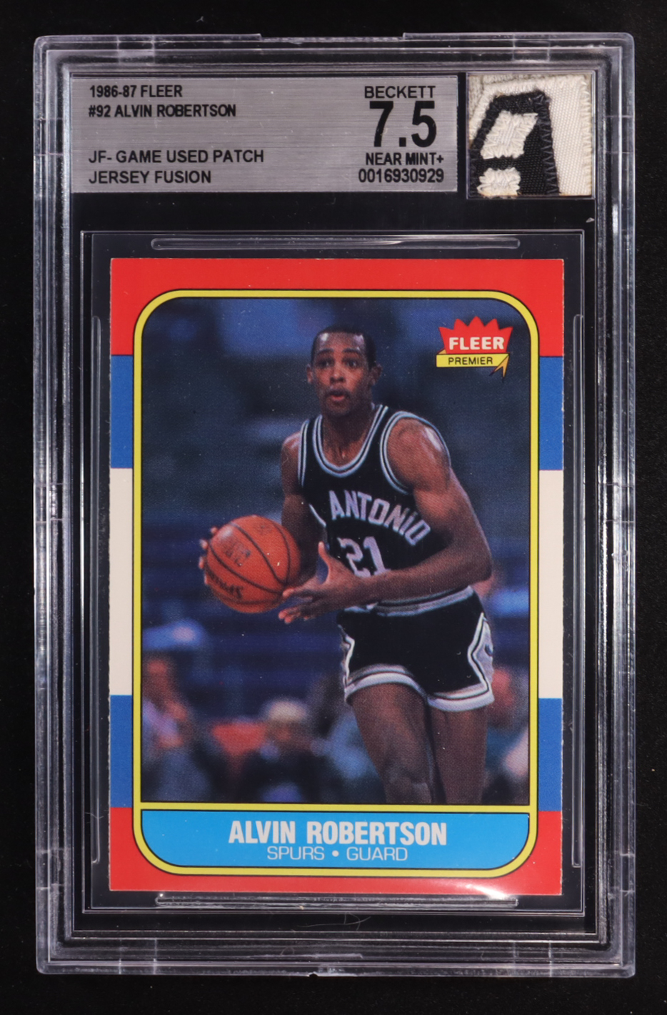 Alvin Robertson 1986-87 Fleer #92 RC with Game-Used Patch (BGS 7.5) at PristineAuction.com Alvin Robertson 1986-87 Fleer #92 RC with Game-Used Patch (BGS 7.5) at PristineAuction.com