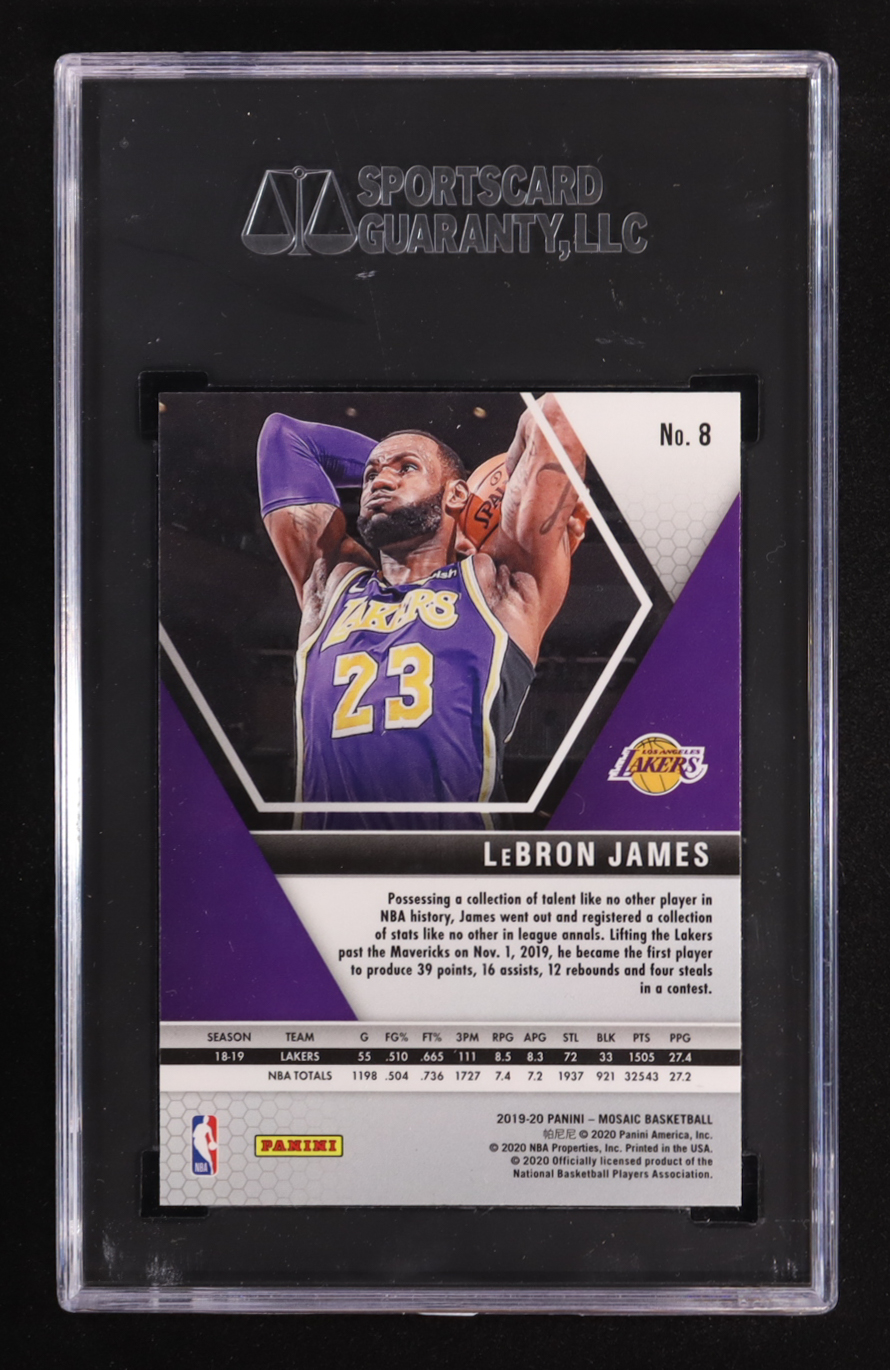 LeBron James 2019-20 Panini Mosaic #8 (SGC 10) at PristineAuction.com LeBron James 2019-20 Panini Mosaic #8 (SGC 10) at PristineAuction.com