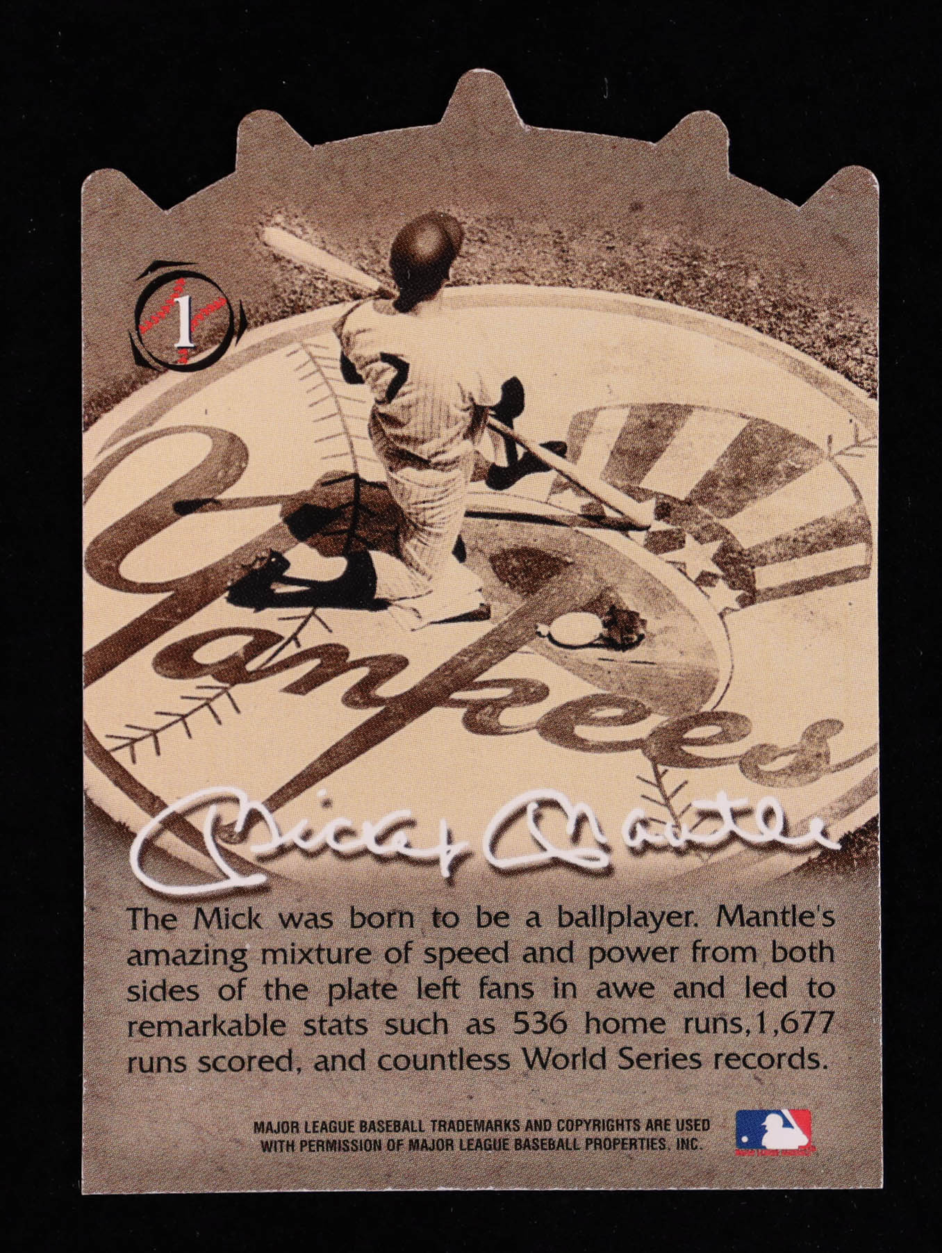 Mickey Mantle 1997 Scoreboard Mantle #1 / Summary of the Legend at PristineAuction.com Mickey Mantle 1997 Scoreboard Mantle #1 / Summary of the Legend at PristineAuction.com