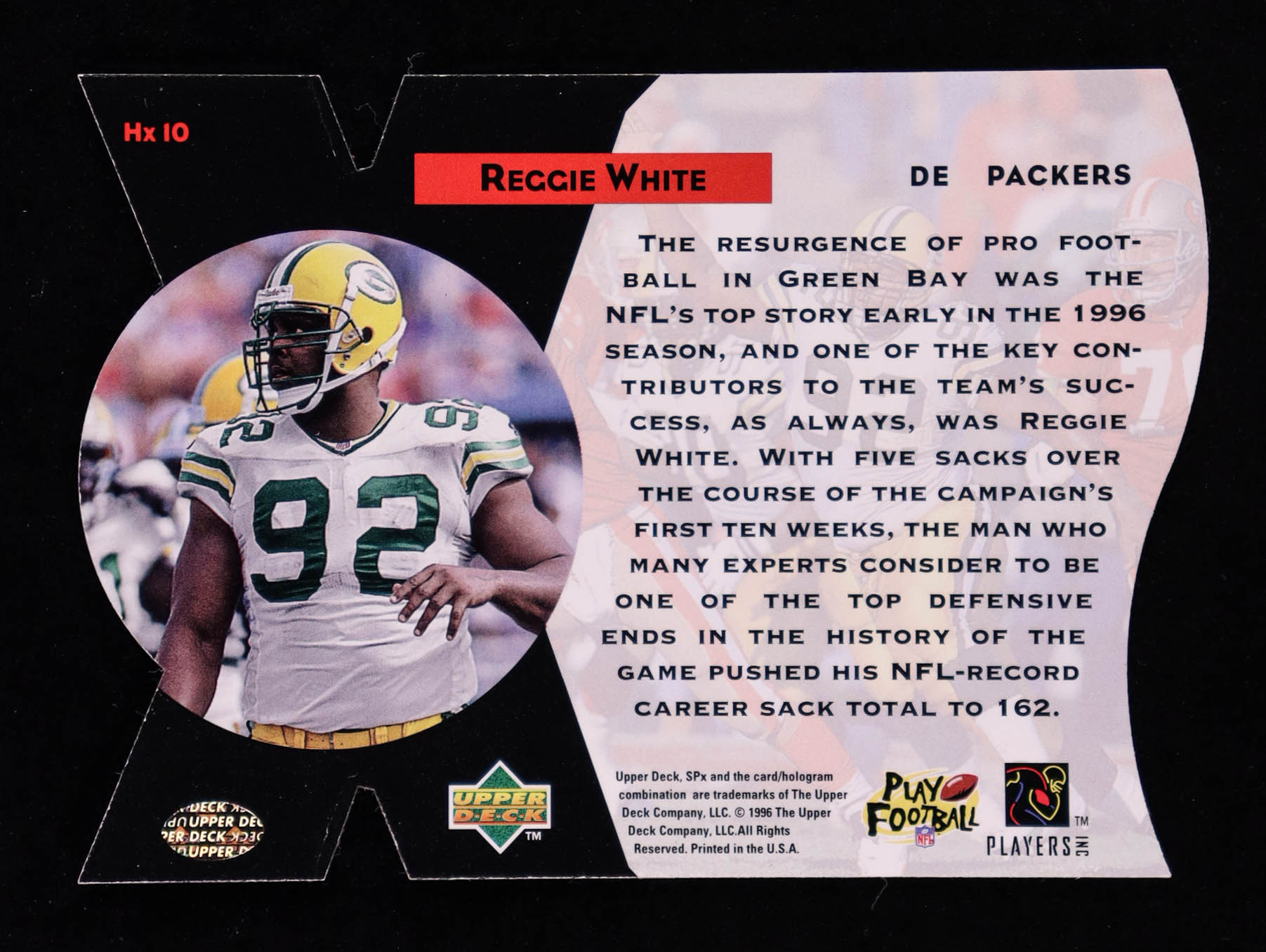 Reggie White 1997 SPx HoloFame #HX10 at PristineAuction.com Reggie White 1997 SPx HoloFame #HX10 at PristineAuction.com